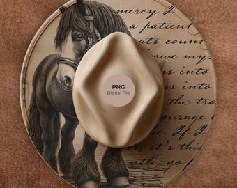 Horse & Poems Hat Burning Pyrography Design: Laser Engraving Template (PNG + PDF) Commercial Use