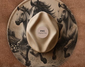 Wild Horses Hat Burning Design- Western Laser Engraving Template (Digital Download)