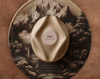 Mountain Pass Shrine Hat Burning Stencil: Laser Engraving Template (PNG + PDF)