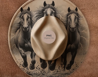 Texas Horses Hat Burning Design - West Laser Engraving PNG, PDF (Digital Download)