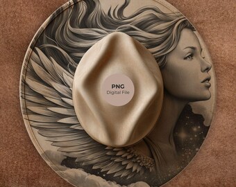 Woman With Bird Wings Hat | Pyrography Laser Files (PNG & PDF) for Commercial Use