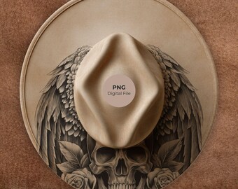 Skull & Angel Wings Hat Template - Digital Download for Laser Engraving