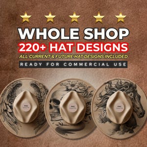 Whole Shop Mega Bundle | 220+ Hat Burning Stencil PNG Designs | Laser Engraving, Commercial Use