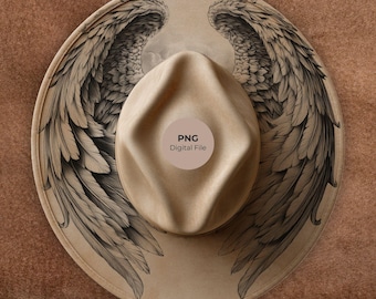 Angel Wings Hat Burning Template – Christian Laser Engraving PNG Stencil (Digital Download)
