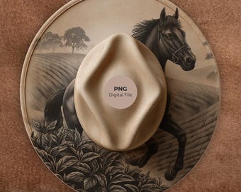 Horse Tea Plantation Laser Engraving Design – Wide Brim Hat (Digital Download)