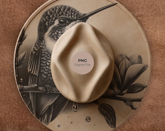 Hummingbird Pyrography Design – Lasergravyr av hatt med bred brätte (digital nedladdning)