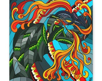 Impresión en lienzo de dragones abstractos: arte moderno para la pared de la oficina en casa
