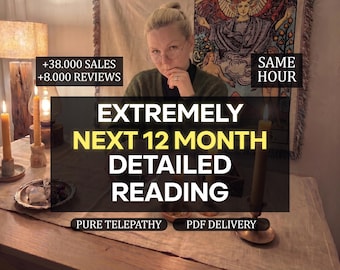 12 Month Tarot Reading, Same Hour Psychic Reading, Digital PDF
