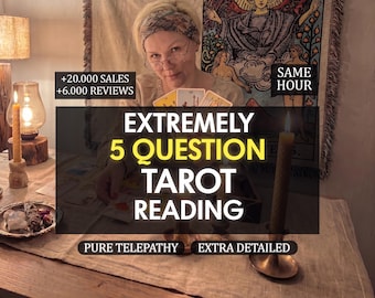 5 Question Tarot Reading, Same Hour Clairvoyant Medium Advice