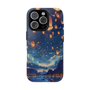 Magical Night iPhone 15 Case: Starry Doodle Art Tough Phone Cover
