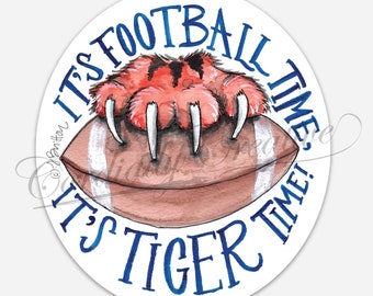 Tiger Football magnet, created for the Marshall County Tigers, but for any tiger football!, MCHS, It's Tiger Time football, tiger paw