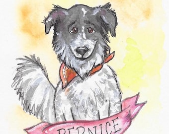 Illustrated Pet Portrait - Christmas special! Hand drawn and painted with watercolors, custom created, unique gift, handmade dog mom