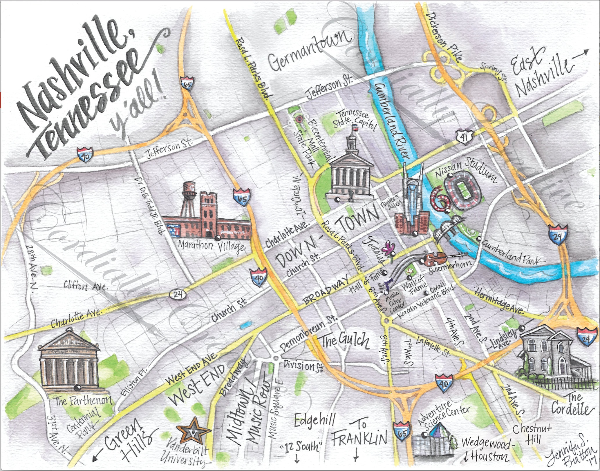 Printable Map Of Downtown Nashville Printable World Holiday