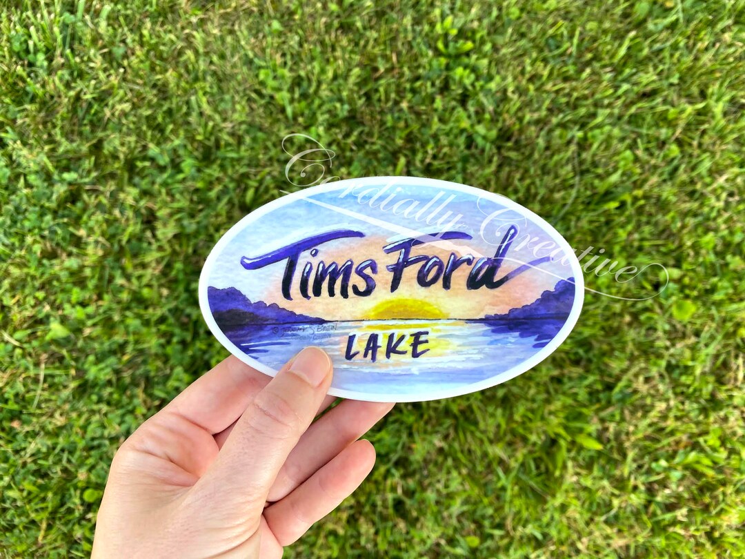Tims Ford Lake Sticker - Oval Vinyl Sticker, Water and Weatherproof ...
