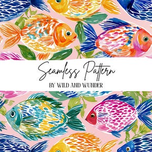 Abstrakt fisk sömlöst mönster, modernt havsdigitalt papper, färgglad marin bakgrund för POD, hantverk och kommersiellt bruk