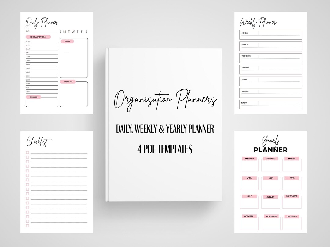 Daily Weekly Yearly Planner Template, Organization Printable ...
