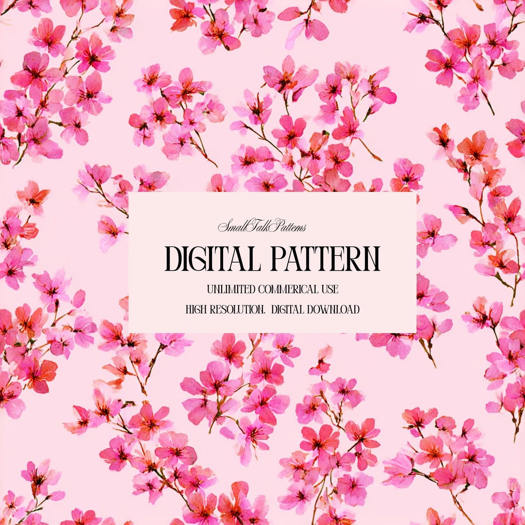 Pink Floral Seamless Pattern Artwork, Unlimited Commercial Use for ...