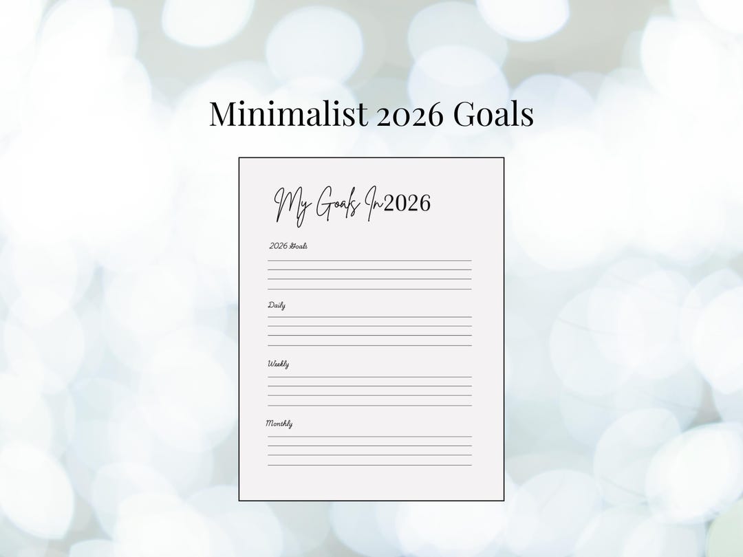 2026 Goals Template, Minimalist Printable, New Year Motivation Planner ...