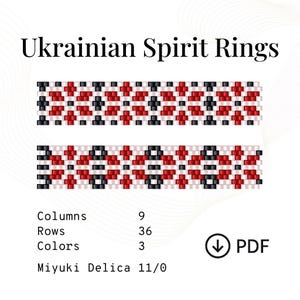 Set of 2 Beading Patterns – Ukrainian Spirit Rings, Peyote Ring Tutorial PDF