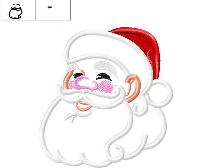 Santa Claus face Santa portrait hat applique design  - machine embroidery design - Santa applique machine embroidery design