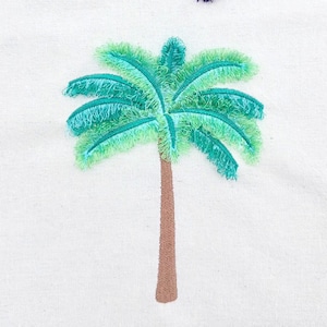 Fringed Fluffy Palm Tree summer beach design fringe chenille special WS thread machine embroidery designs multiple sizes 5.5 up to 8 inch