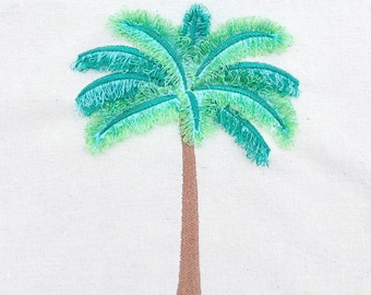 Fringed Fluffy Palm Tree summer beach design fringe chenille special WS thread machine embroidery designs multiple sizes 5.5 up to 8 inch