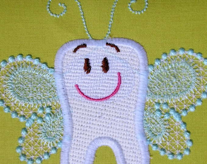 Tooth Fairy Applique machine embroidery designs kids baby girls boys fairytale design sizes for hoop 4x4 and 5x7
