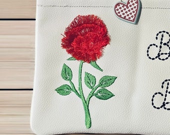 Awesome Fringed Rose flower fringe in the hoop machine embroidery designs blossom floral Peony stem single fluffy bloom sizes 4 up to 5.5 in