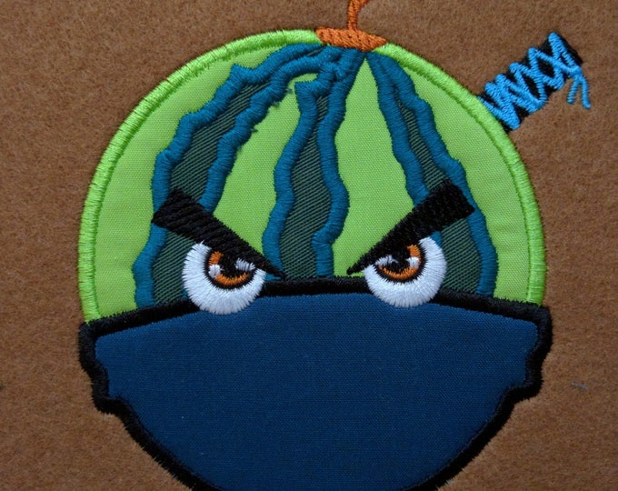 Fruit Ninja Watermelon machine embroidery fill stitch and applique designs for hoop 4x4, 5x7 in sizes 4, 5, 5 1/2, 6in INSTANT DOWNLOAD