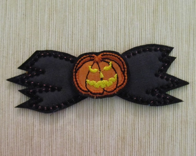 Halloween pumpkin bat rearmouse, bow tie hairclip embellishment Halloween Feltie machine embroidery designs ITH in the hoop INSTANT DOWNLOAD