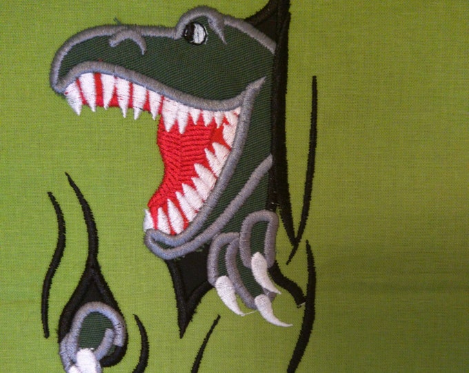 Front and Back of T-rex Dinosaur - 2 pcs Fill stitch and Applique machine embroidery designs for hoop 4x4, 5x7, 6x10 peeking Trex Jurassic