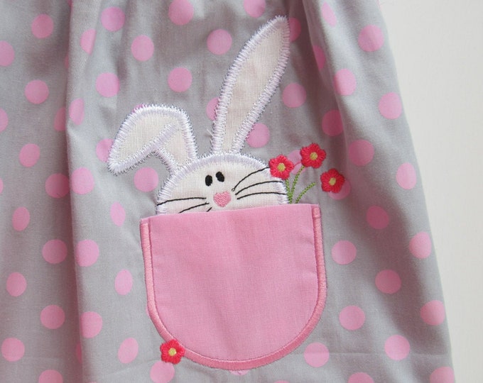 Easter bunny and chick in pocket, pocket applique included, machine embroidery applique designs In-the-Hoop ITH project INSTANT DOWNLOAD