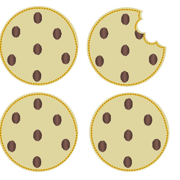 Biscuits et biscuit croqué, biscuit sucré dans le cerceau Motifs de broderie machine ITH Feltie Patch, tailles assorties dans un cerceau 4 x 4,5 x 7