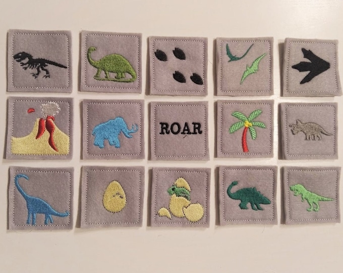 Memory game "Dinosaurs" machine embroidery design, children game embroidery, jurassic dino, download for 4x4, 5x7 and 6x10 INSTANT DOWNLOAD