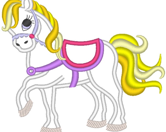 Pretty rainbow horse, horse pony girl machine embroidery applique designs assorted sizes for hoop 5x7 and 6x10 INSTANT DOWNLOAD