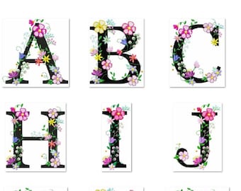 Floral whole alphabet garden flag monogram lace swirl flowers block font Font machine embroidery designs monogram 4, 5, 6, 8in wild flower