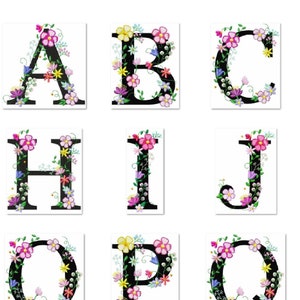 Floral whole alphabet garden flag monogram lace swirl flowers block font Font machine embroidery designs monogram 4, 5, 6, 8in wild flower