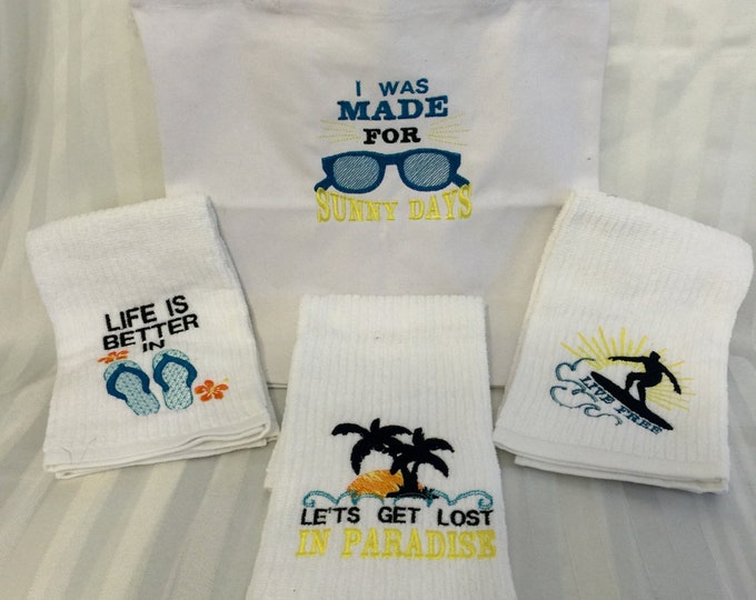 Summer fun lovin summer holidays quotes, machine embroidery designs for towels, totes, bags, gifts - machine embroidery designs