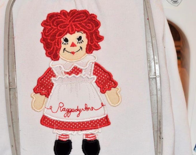 Raggedy Ann Doll Applique Set of 2 types machine embroidery designs girls vintage Doll sizes for hoop 5x7 and 6x10