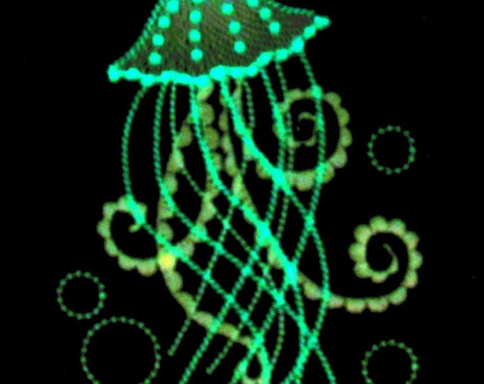 Jellyfish Glow in the dark special thread machine embroidery designs kids magic Jellyfish Fish Jellies in assorted sizes