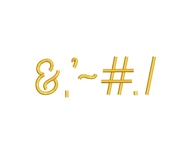 Punctuation characters Period Comma Slash Hashtag Ampersand Apostrophe Dash Accent Puff Embroidery font add on machine embroidery designs