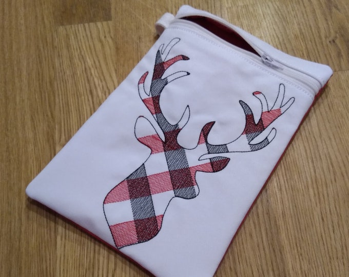 Deer Buck plaid men awesome Bag Envelope ITH Pocket zip bag zipper pouch In The Hoop Machine Embroidery designs for hoop 5x7 and 6x10