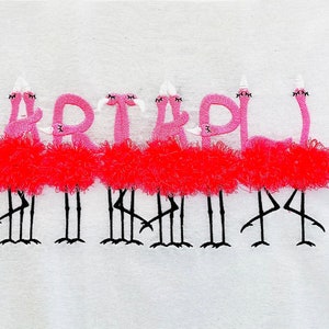 Fonte alfabeto inteiro franjas fofo chenille flamingos máquina de bordar desenhos flamingo para aros 4x4 5x7 franja pele flamingos abc