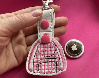 Backpack bag Airtag holder cover Special DiY Key Fob Snap Tab and Eyelet in the hoop machine embroidery designs ITH project key pocket tag