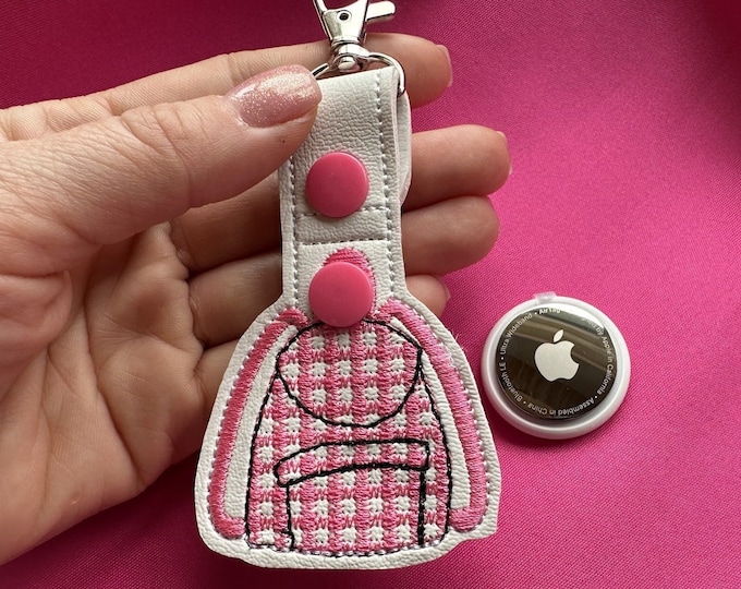 Backpack bag Airtag holder cover Special DiY Key Fob Snap Tab and Eyelet in the hoop machine embroidery designs ITH project key pocket tag