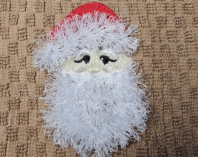 Mini 2023 Christmas Santa fringed fluffy beard machine embroidery designs Santa Claus Merry Christmas design fringe in the hoop for hoop 4x4