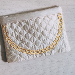Regal cadena real oro vintage bolsa sobre bolsillo bolsa con cremallera bolsa con cremallera en el aro máquina bordado diseños ITH proyecto 5x7 y 6x10