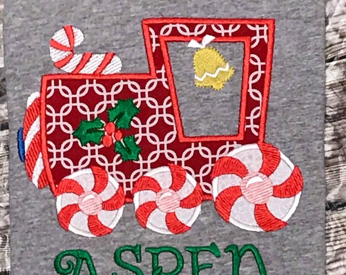 Christmas Train Candy Merry Christmas Train - machine embroidery applique design - multiple sizes, for hoops 5x7 and 6x10  INSTANT DOWNLOAD