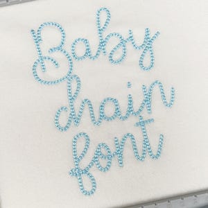 Bold Chain stitch handwritten FONT Barley machine embroidery designs Alphabet Monogram knit sweater handmade effect sizes 1.1 up to 2 inch