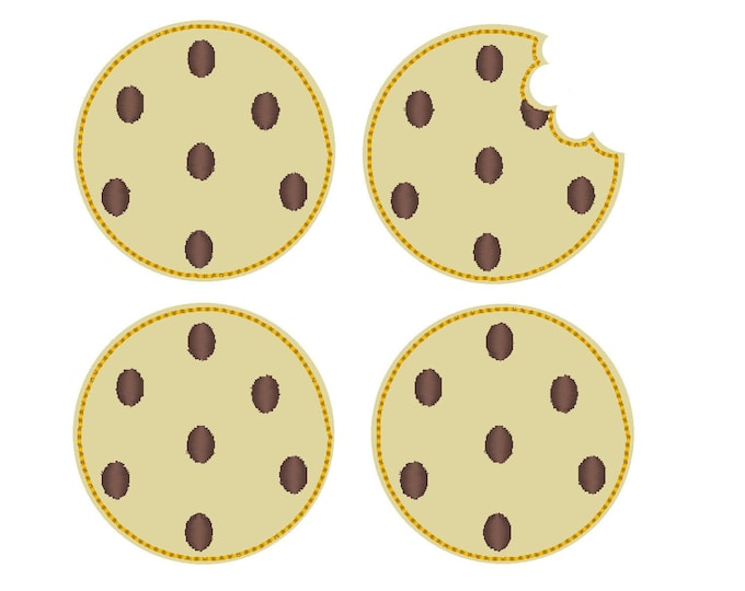 Cookies and bitten cookie, sweet biscuit in the hoop ITH Feltie Patch machine embroidery designs assorted sizes set in one hoop 4x4, 5x7